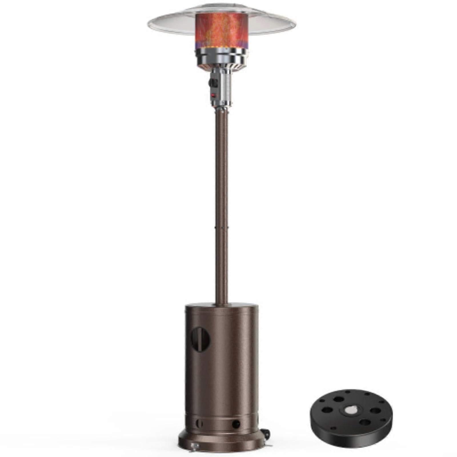 Propane Patio Heater 48000 BTU with Table, Dual Stainless Steel Burners, Wheels and Safety Guard for Outdoor Garden and Backyard