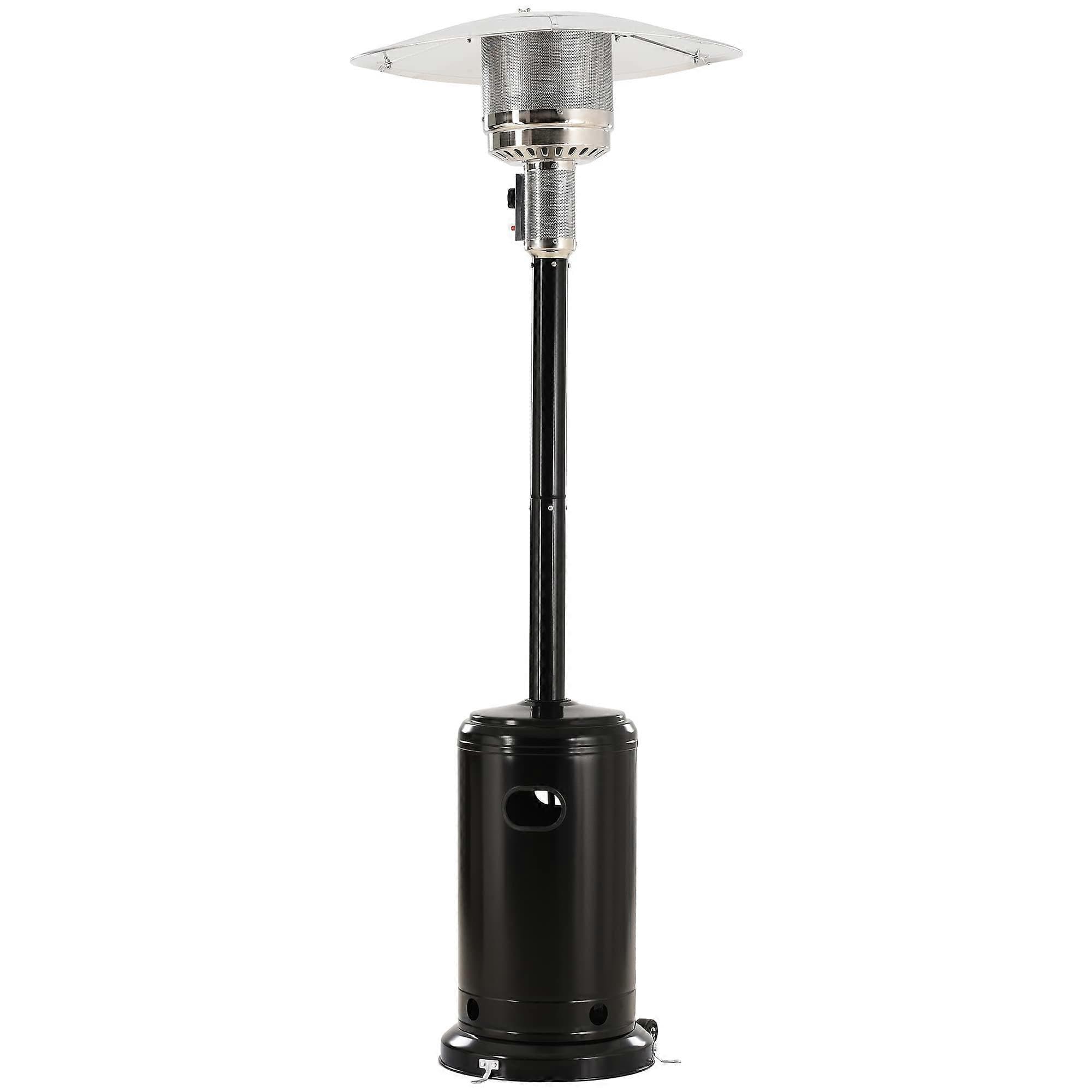 Outdoor Propane Patio Heater 48000BTU 87Inch Standing Heater with Wheels in Sleek Black Finish