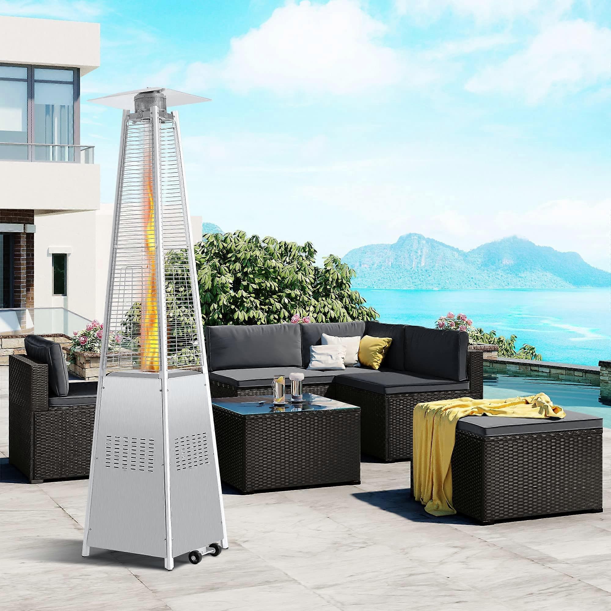 42,000 BTU Outdoor Patio Heater Stainless Steel Pyramid Design 89 Inch for Wide Area Heating