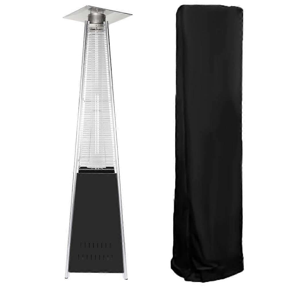 42,000 BTU Pyramid Flame Patio Heater Hammered Bronze with Quartz Glass Tube, Wheels and Cover