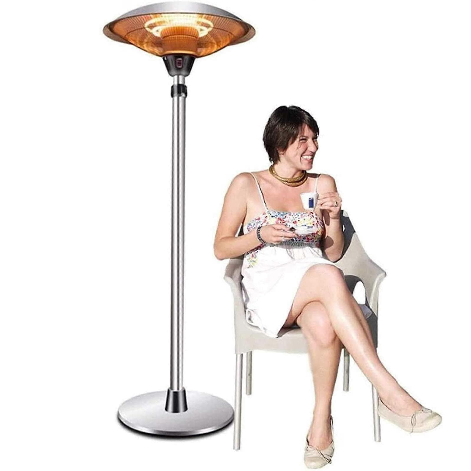 2200W Stainless Steel Electric Patio Heater, Floor Standing Infrared Outdoor Heater with Remote Control, WaterResistant for Backyard and Garage