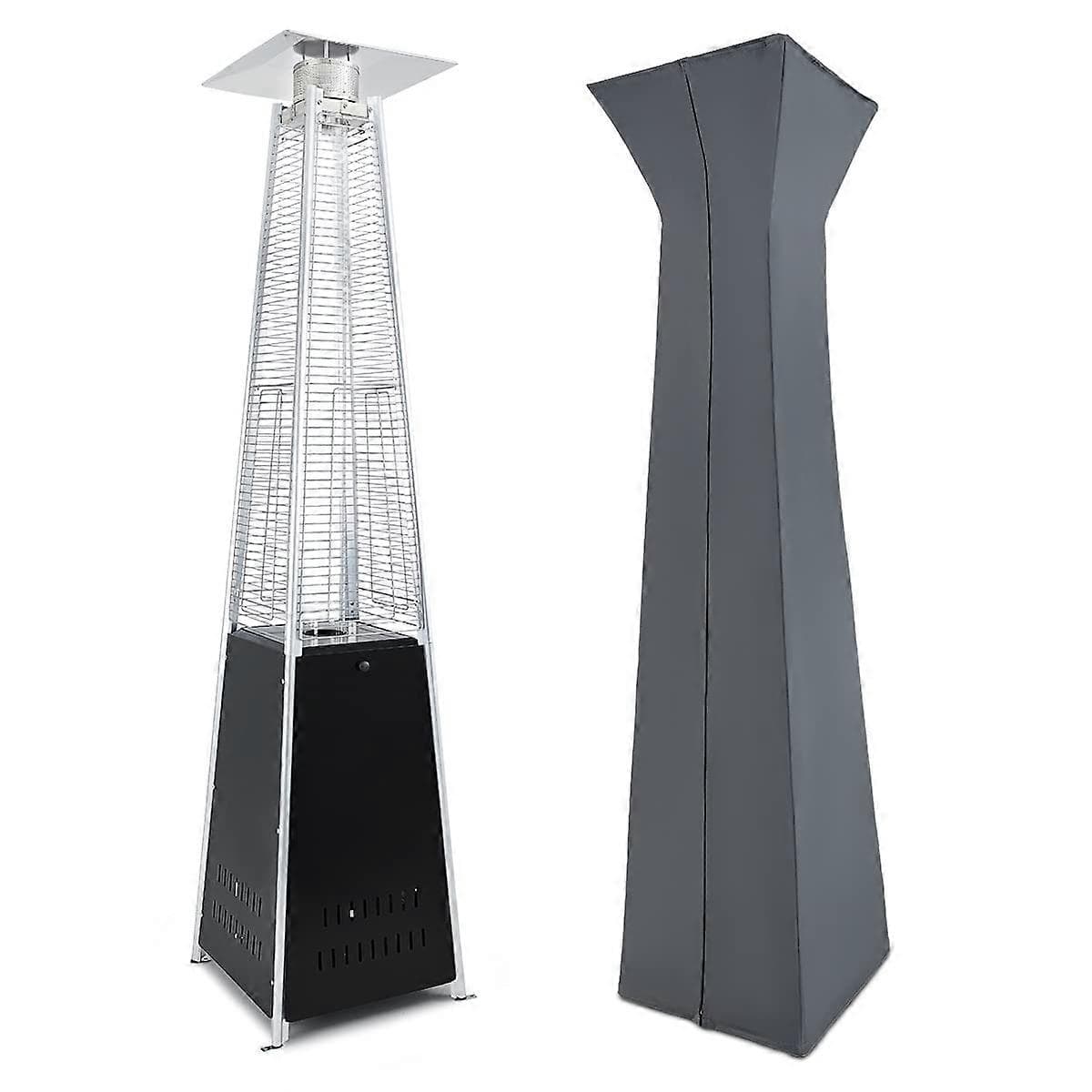 42000 BTU Pyramid Patio Propane Heater with Wheels and Waterproof Cover for Outdoor Use