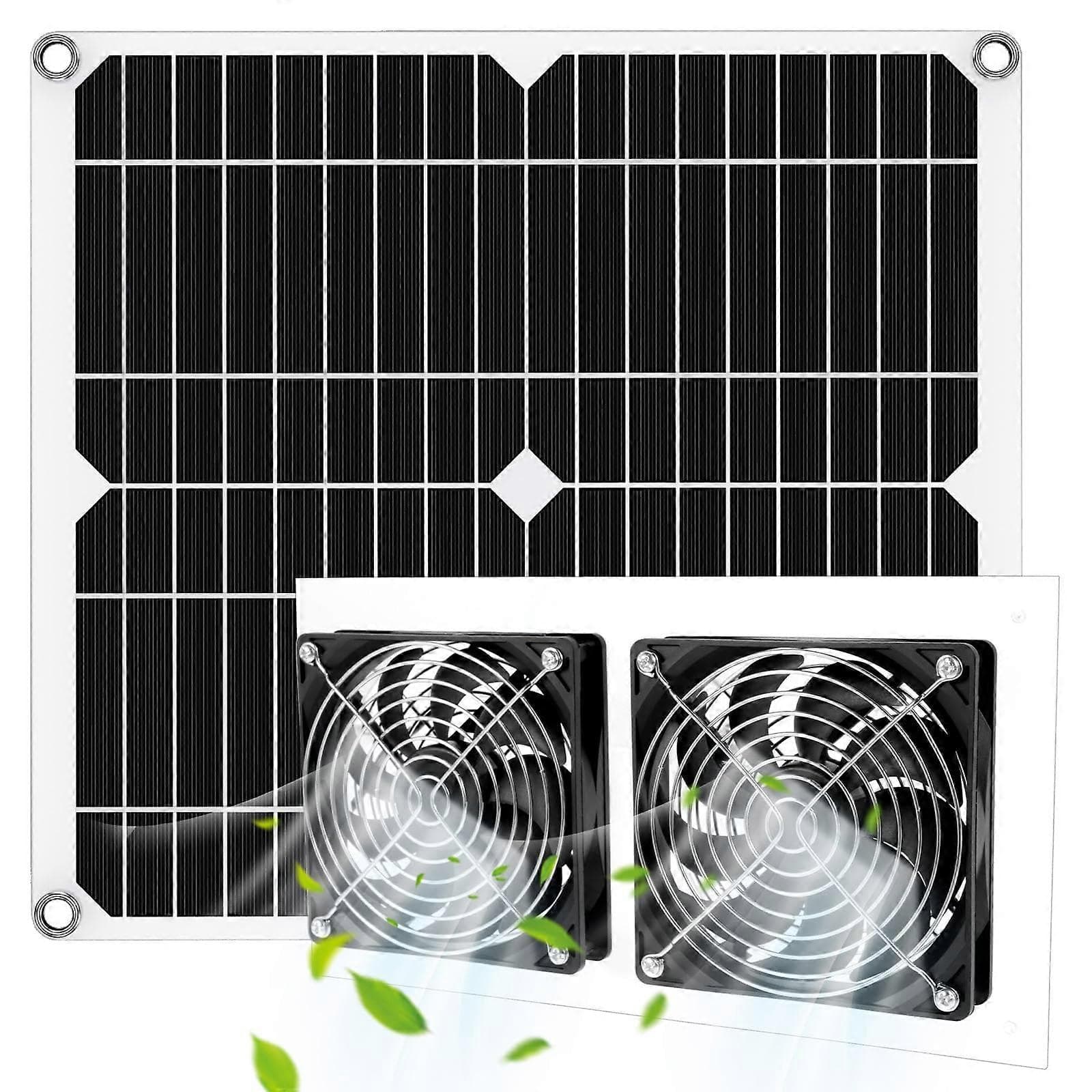 25W Solar Exhaust Fan Kit with Dual USB, Waterproof OffGrid Ventilation for Coop, Greenhouse, Shed