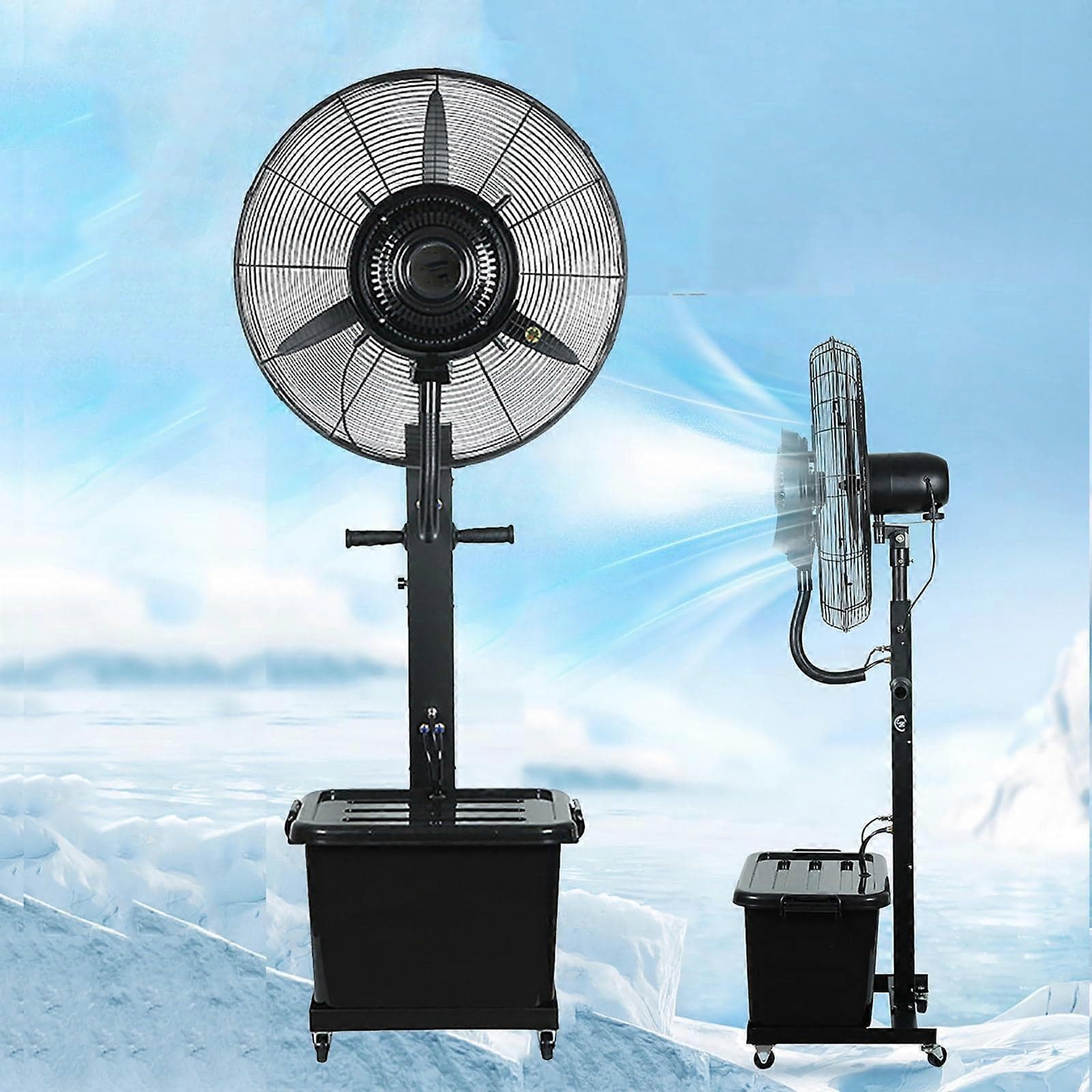 Industrial Misting Fan 26 Inch Water Mist Cooling 3 Speed Outdoor Patio with 10 Gal Tank Fixed 650mm