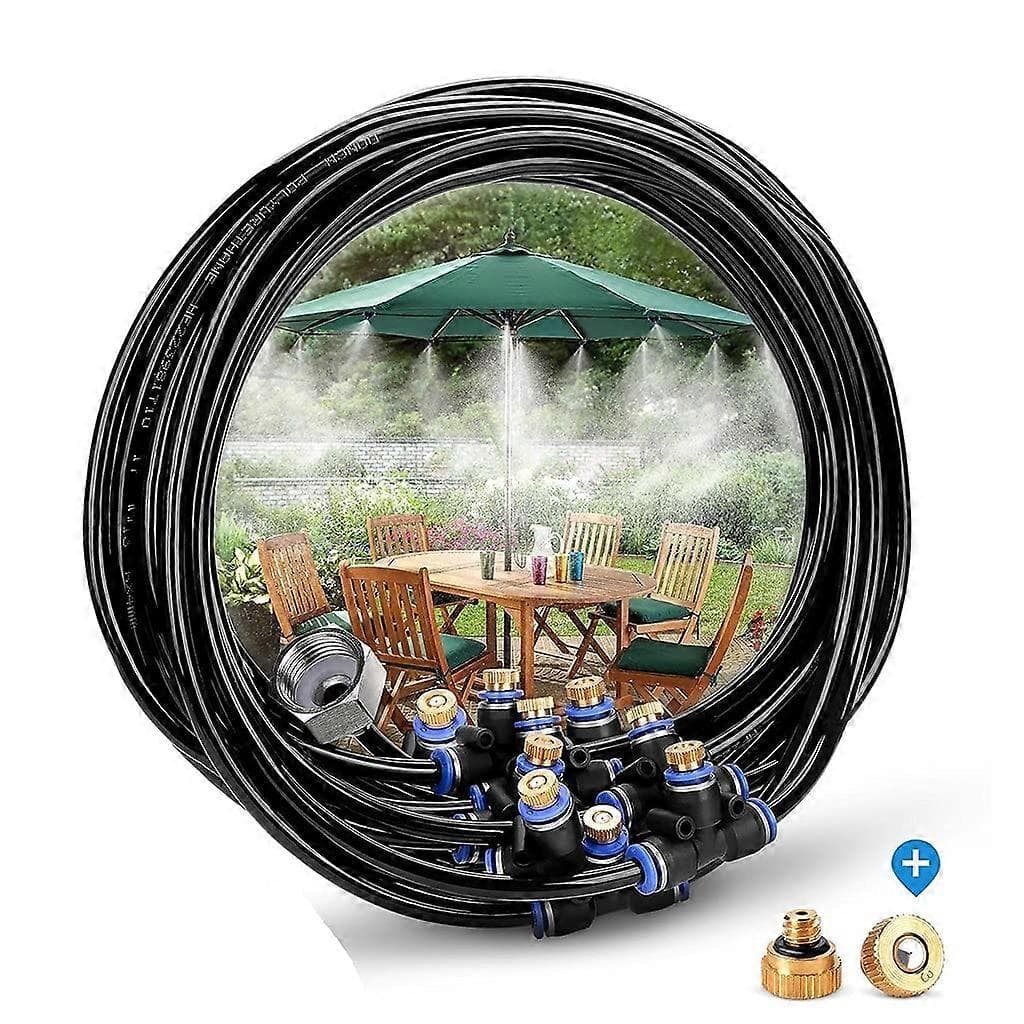 Système de brumisation pour terrasse 15 m, kit de refroidissement extérieur à monter soi-même pour l'irrigation du jardin et le trampoline