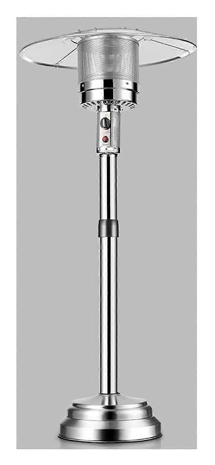 UmbrellaShaped Outdoor Gas Patio Heater Silver with Adjustable Height, Wheels and Even Heat Distribution