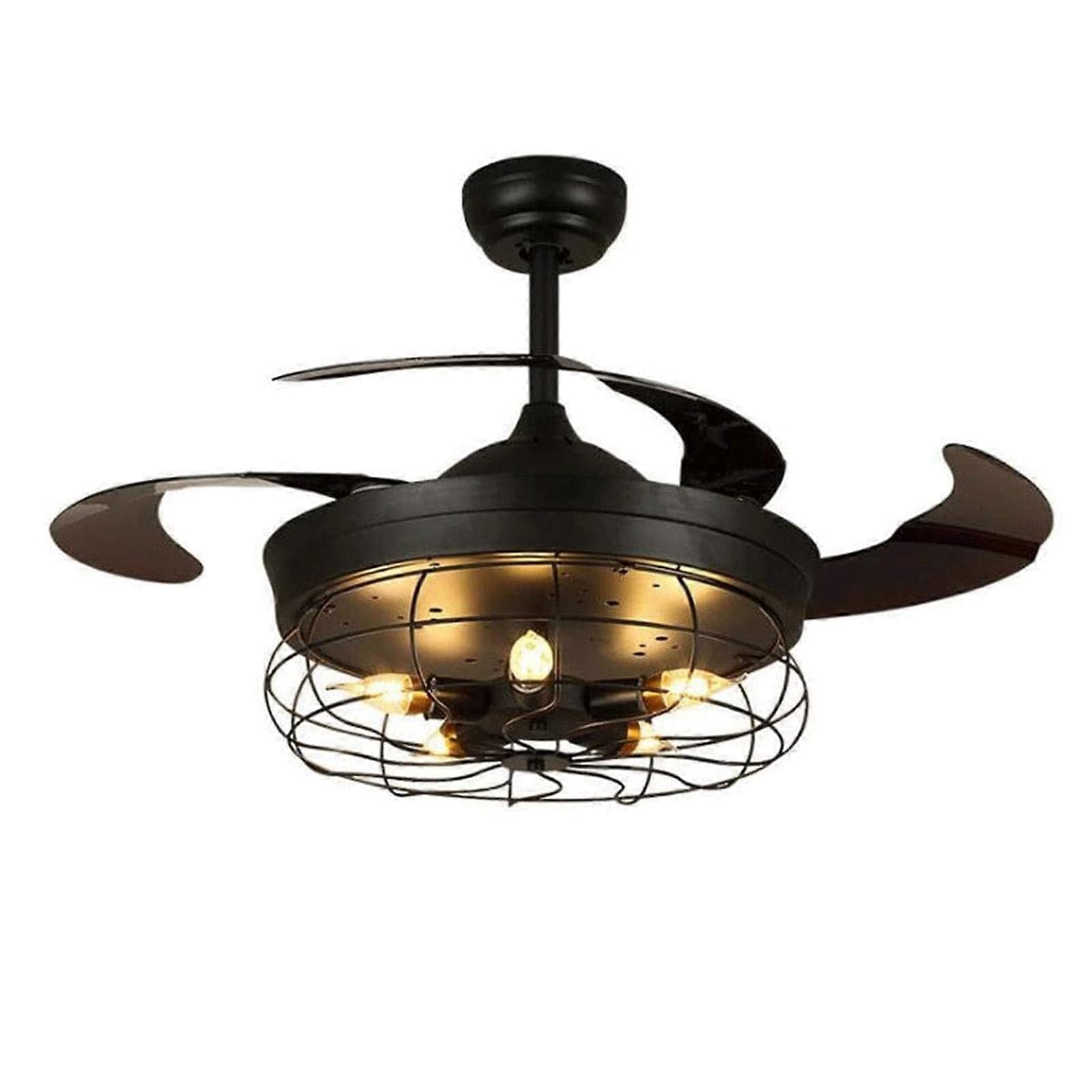 Ventilateur de plafond avec éclairage LED, pales rétractables, télécommande, culot E27, décoration intérieure moderne