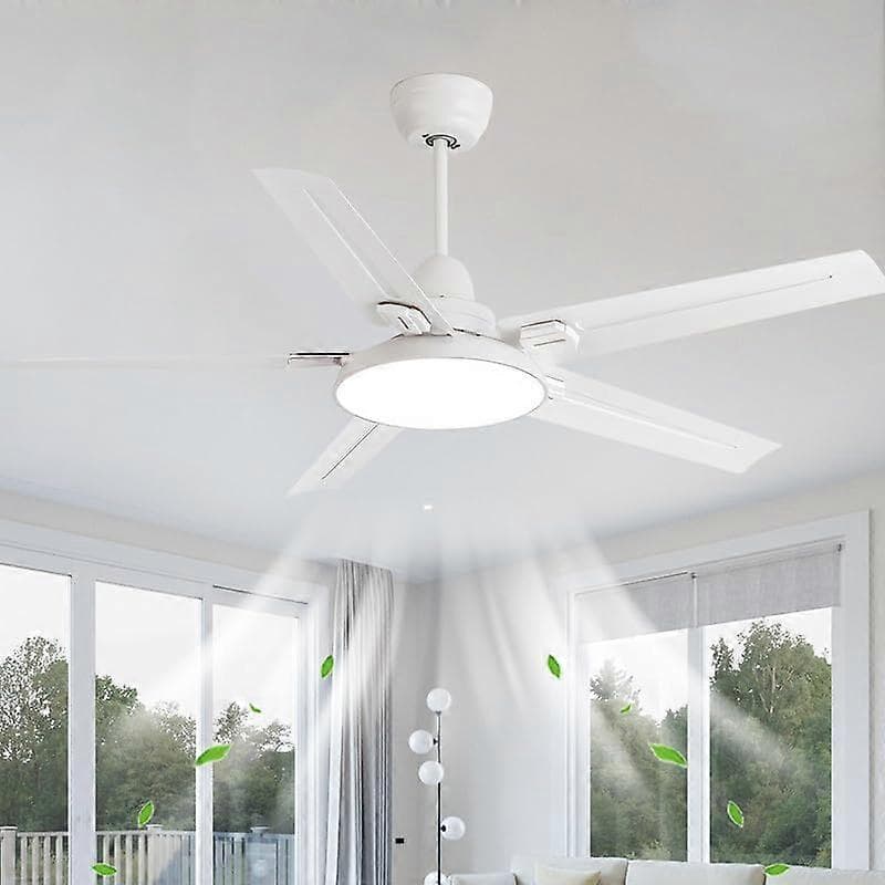 52 Inch Modern Ceiling Fan with LED Light and Remote, 6Speed Reversible Motor, 3Color Silent Design for Bedroom and Living Room, White