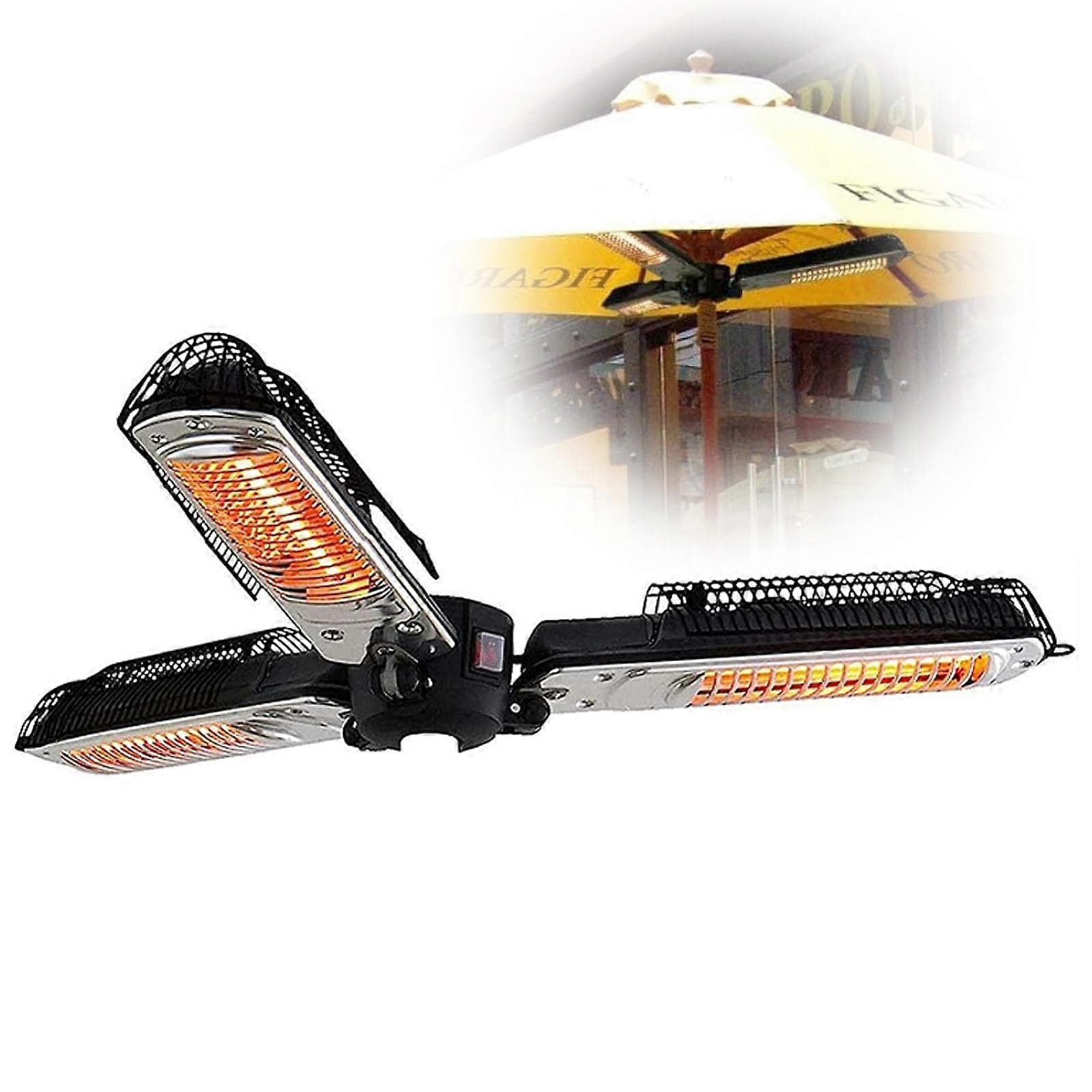 1500W Outdoor Patio Heater with Instant Infrared Heating, IP34 Waterproof Hanging Umbrella Mount