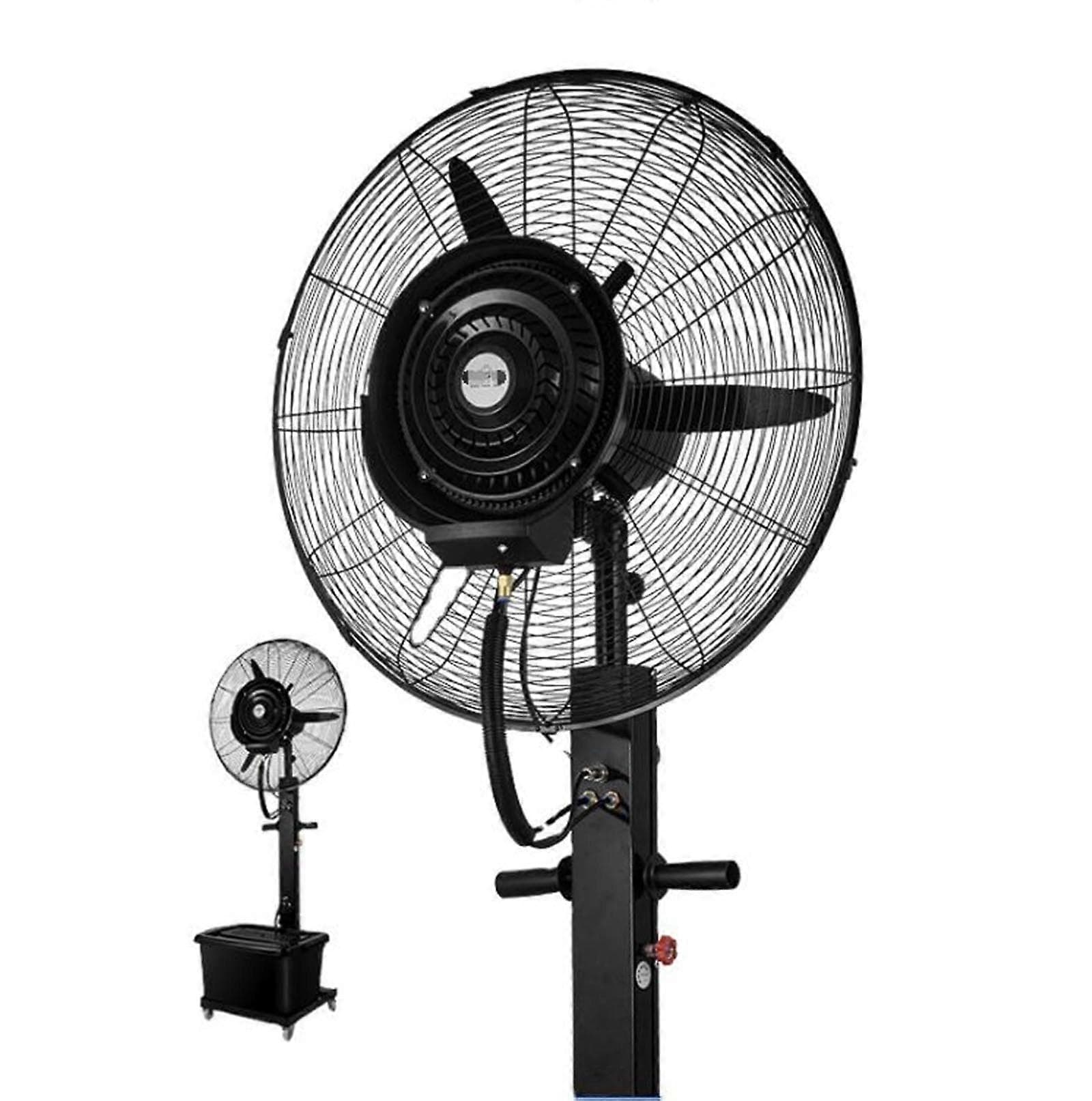 Outdoor Misting Pedestal Fan 26 Inch Waterproof Industrial Cooling Fan with Adjustable Height and 3Speed