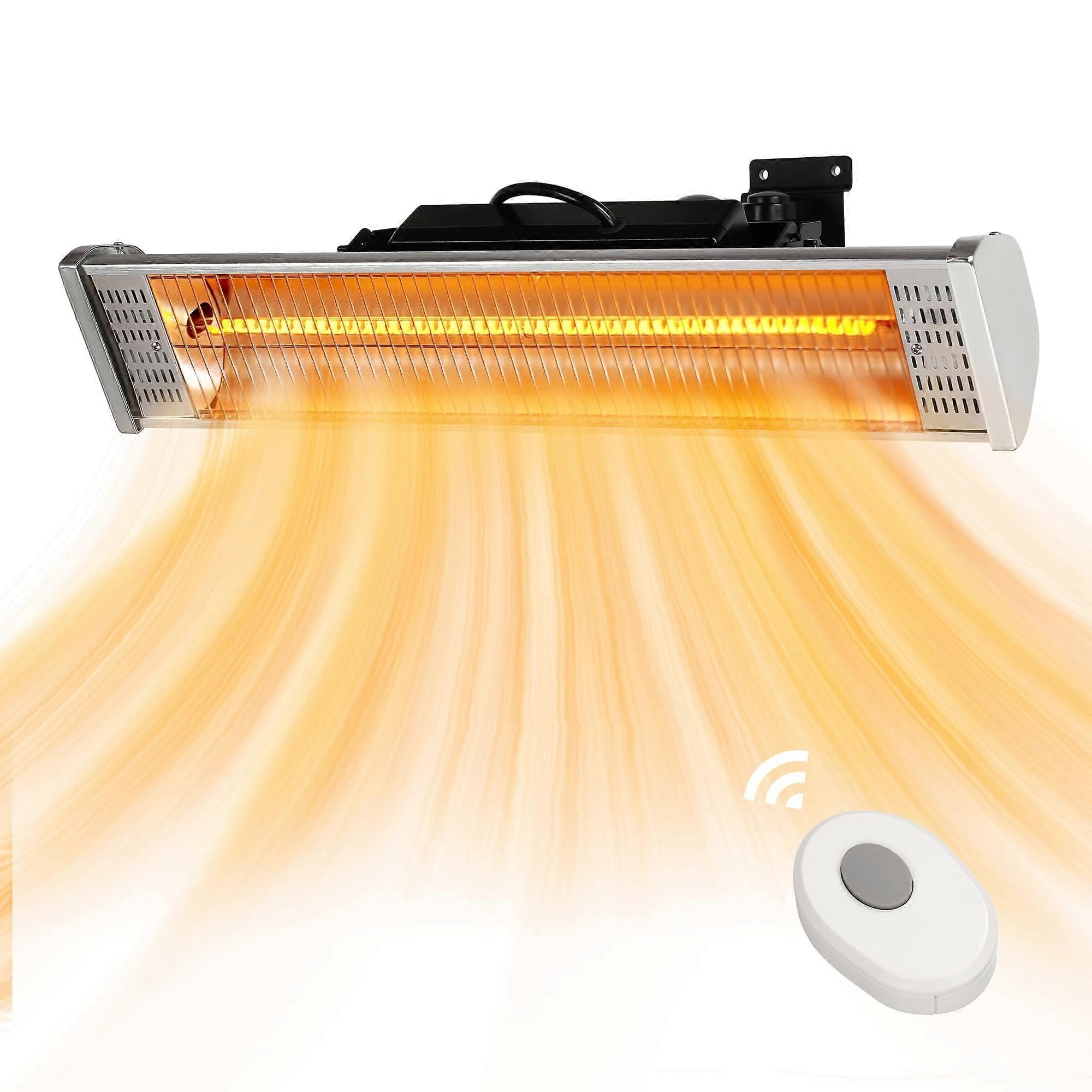 Wall Mounted Electric Patio Heater IP55 Waterproof Infrared with Remote for Gazebo and Terrace