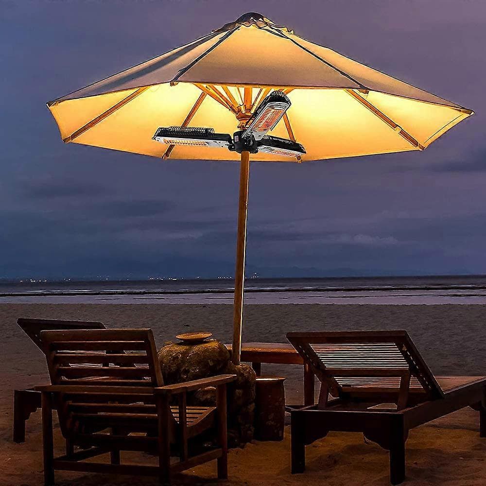 Outdoor Patio Umbrella Heater Black, Foldable Electric Infrared Radiant Heating for Garden Pergola
