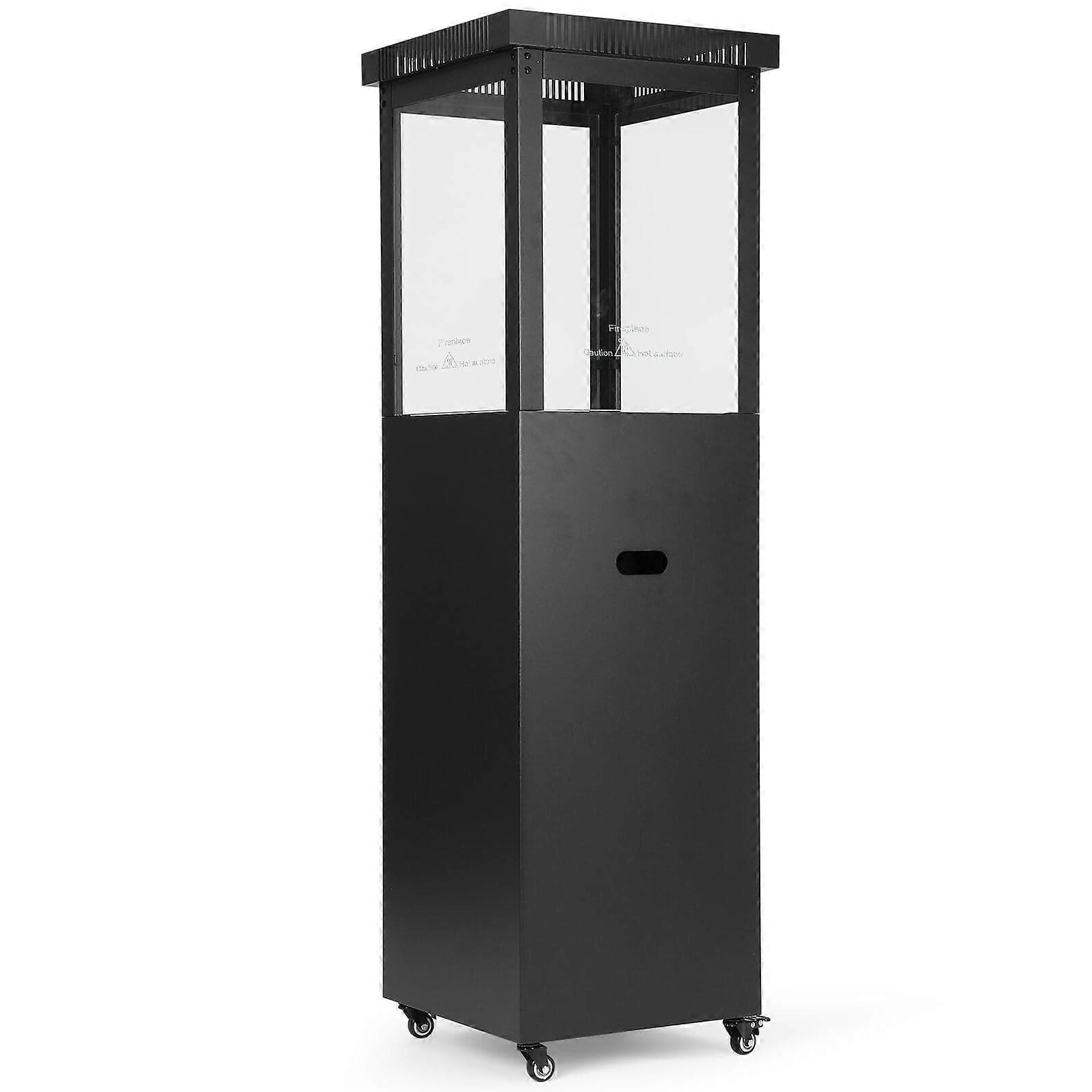 Portable Outdoor Heater with 360° Glass Flame View, WeatherResistant Tabletop Patio Heater Black