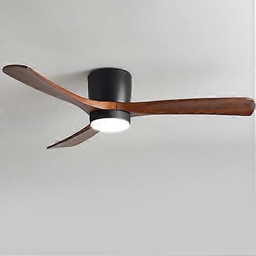Modern Ceiling Fan with LED Light and Remote, 6 Speed Quiet Reversible Wooden Blades, Black 36