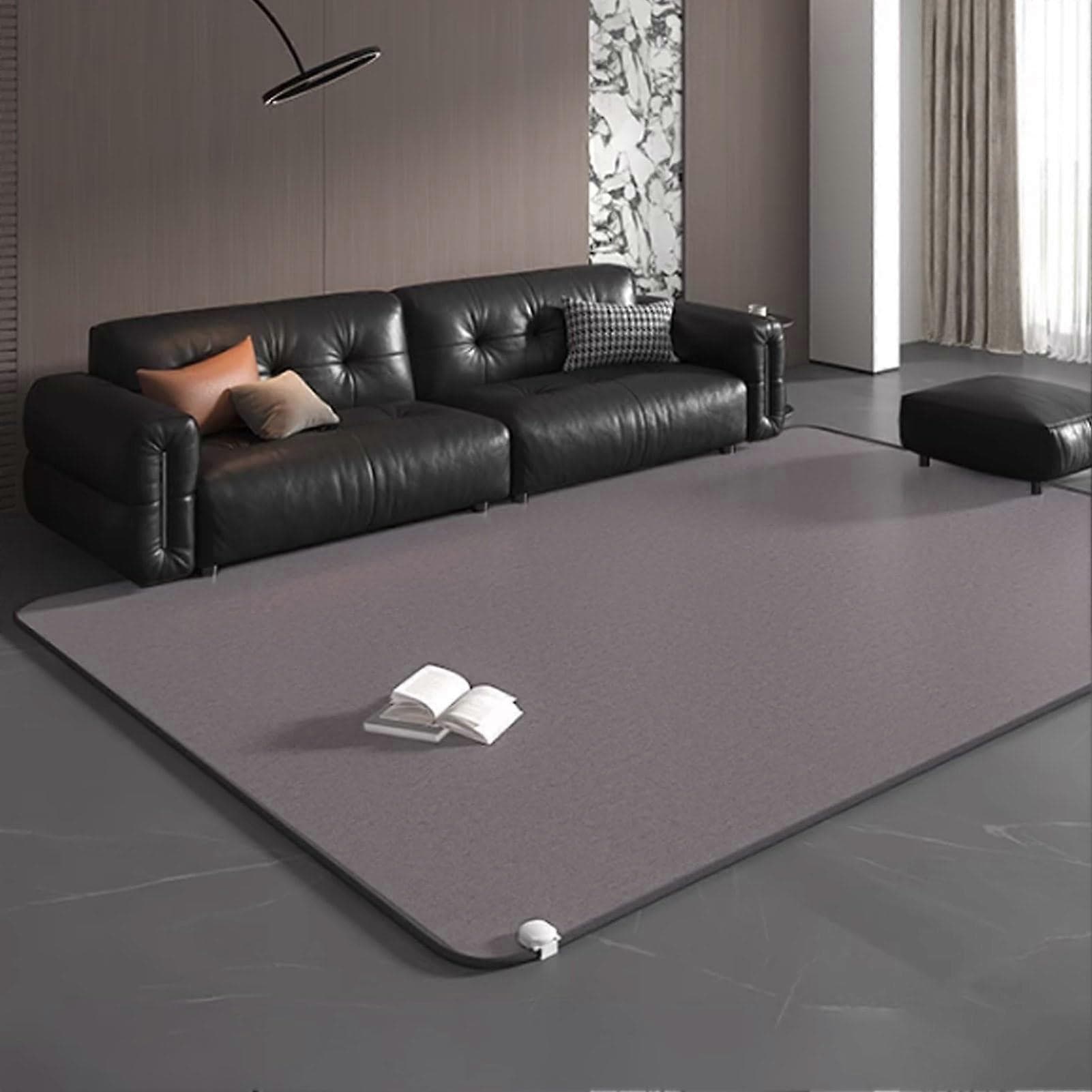 Tapis chauffant électrique en graphène avec minuterie de température réglable, économie d'énergie, gris, 100 x 150 cm