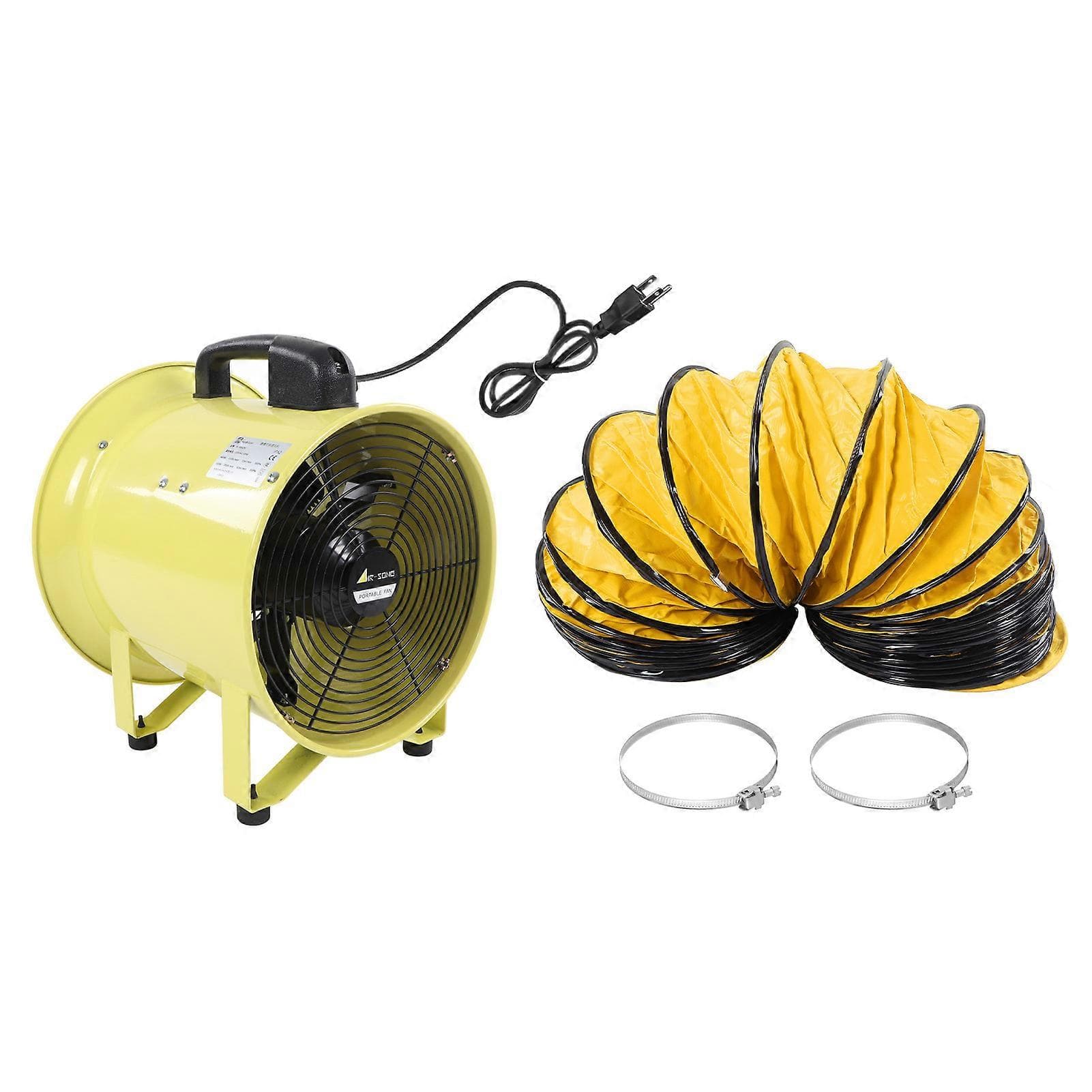 ventilateur de ventilateur utilitaire 12 pouces ventilateur portable à ventilation rapide à grande vitesse avec tuyau en PVC flexible de 10 m prise US