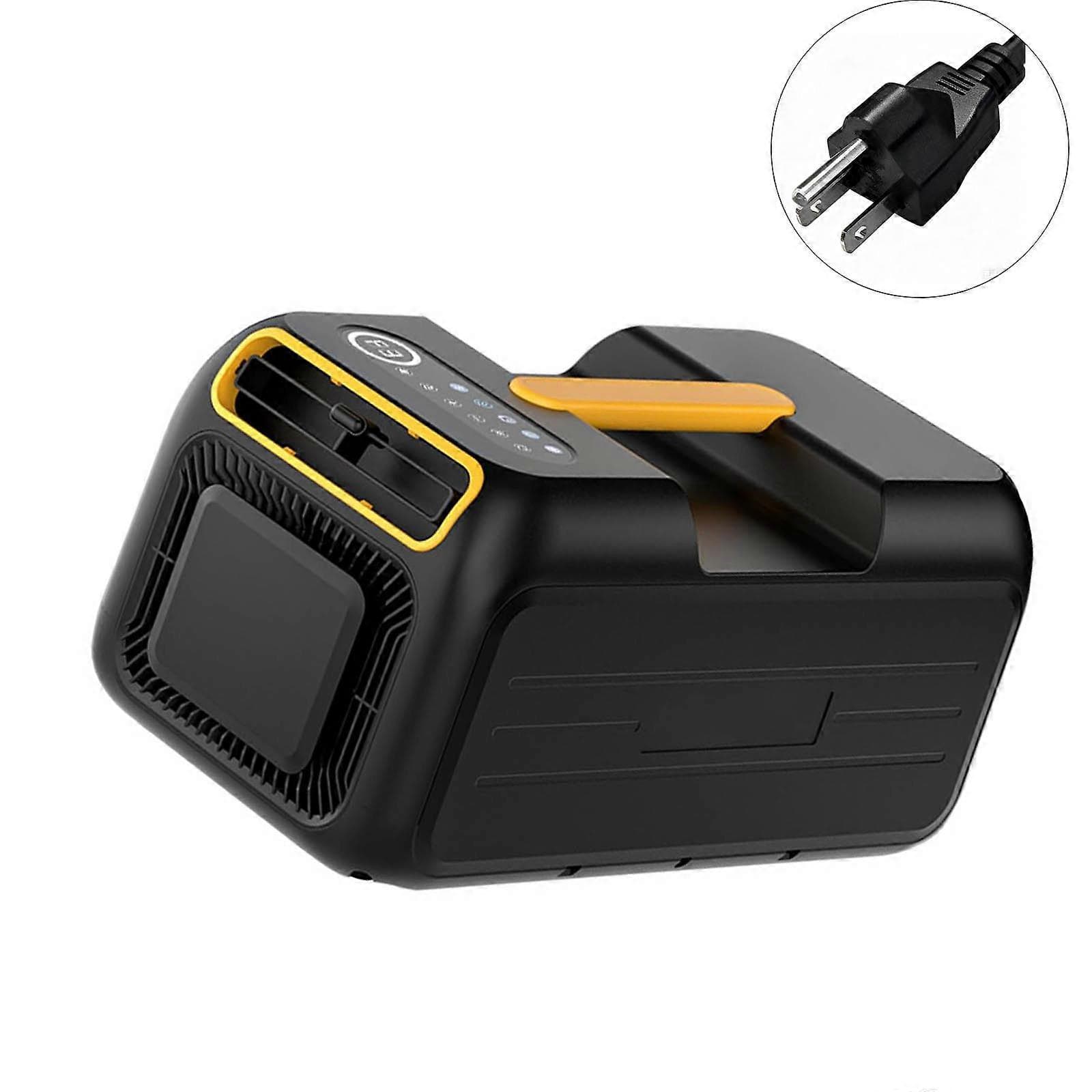 Déshumidificateur portable réversible 110 V, télécommande incluse, noir et jaune.