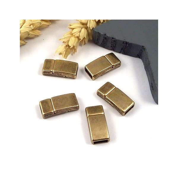 10 Fermoirs magnetiques bronze pour cuir 5mm