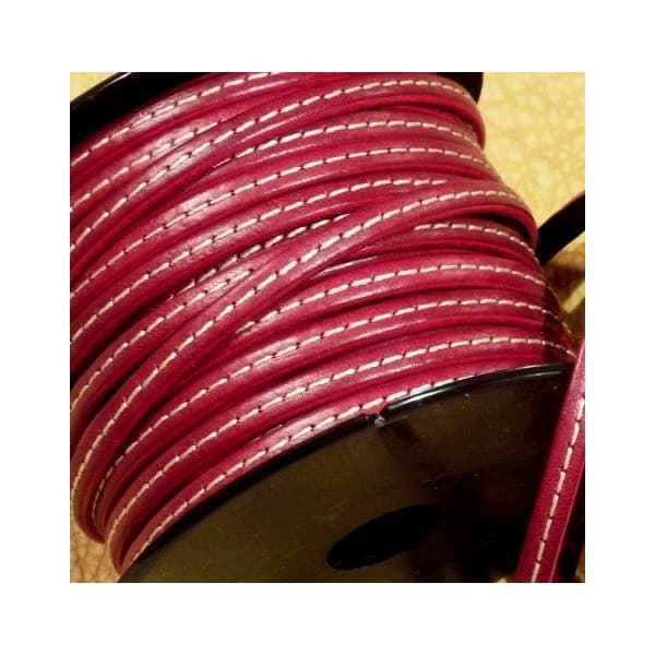 Cuir plat 5mm couture bordeaux