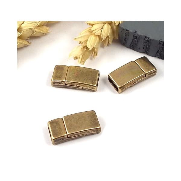 1 Fermoir magnetique plat bronze pour cuir 5 et 6mm