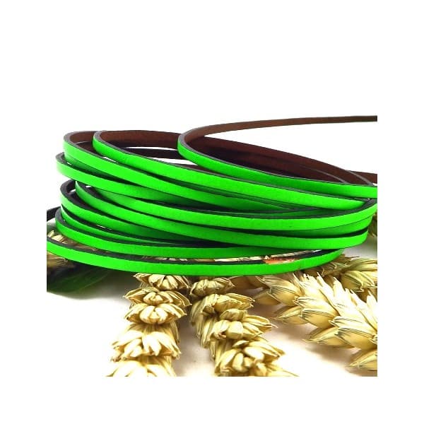 Cuir plat 3mm vert fluo