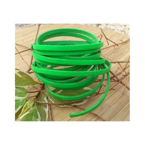 Cuir plat 5mm vert fluo