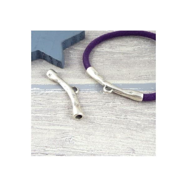 Intercalaire tube antique argent  beliere pour cuir rond 4 et 5mm