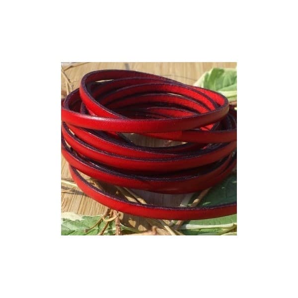 Cuir plat 5mm rouge