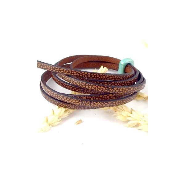 Cuir plat 5mm imprime animal camel et marron