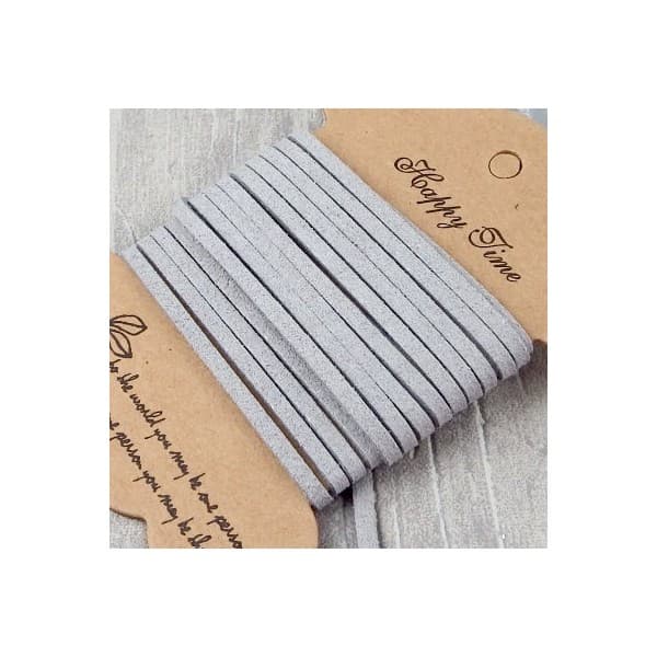 Cordon suedine gris clair 3mm par 3 metres.