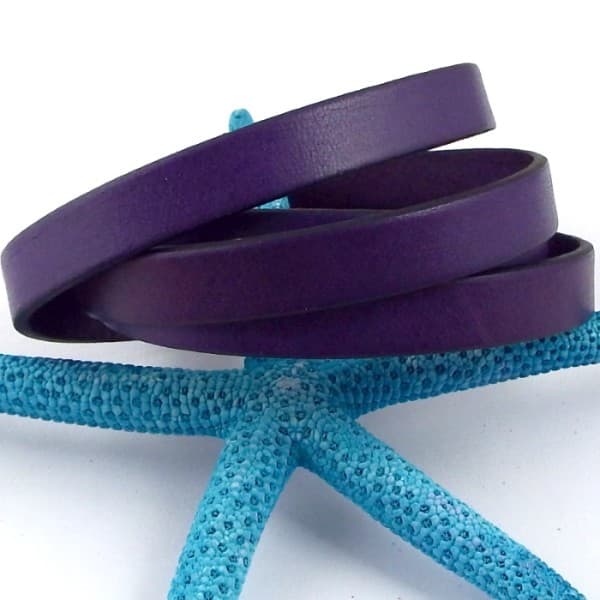 Cordon cuir plat violet par metre