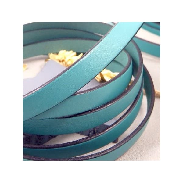Cuir plat 10mm vert ocean par metre