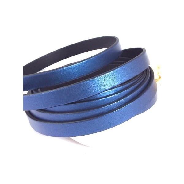 Cuir plat 10mm bleu metal par metre