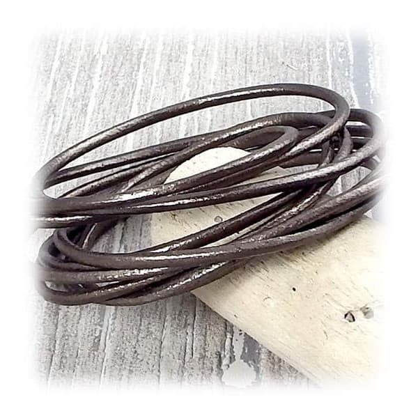 Cordon cuir rond 2mm bronze métal