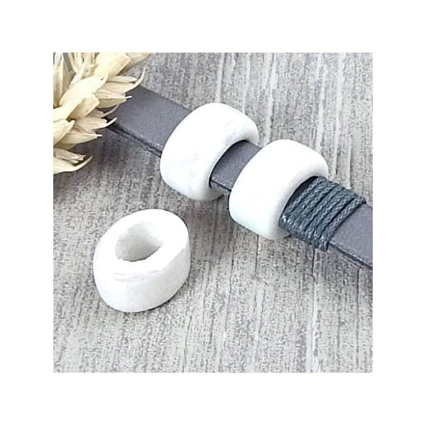2 Passants ceramique blanche pour cuir 10mm