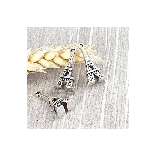 2 Pendentifs tour Eiffel argent 20mm