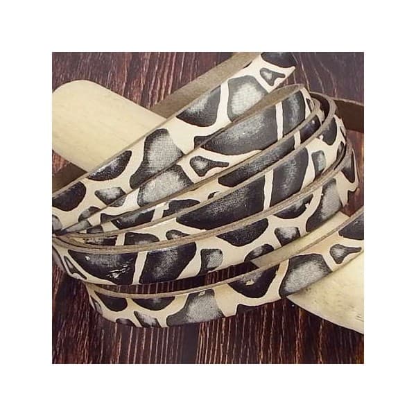 Cuir plat 10mm imprime savane sable et noir