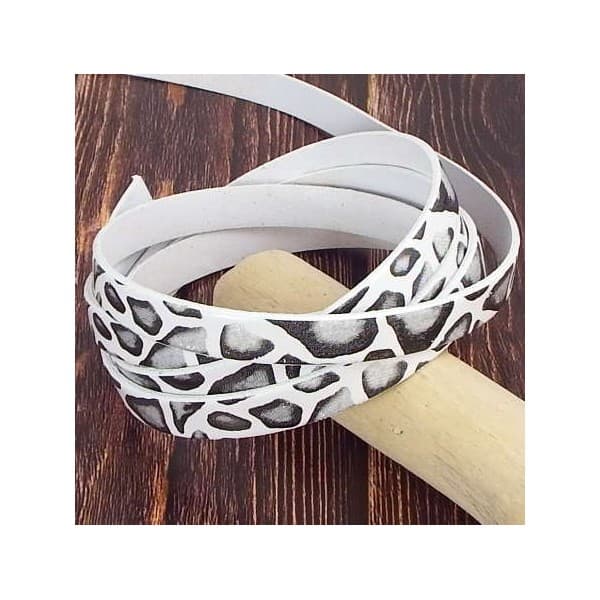 Cuir plat 10mm imprime savane blanc et noir