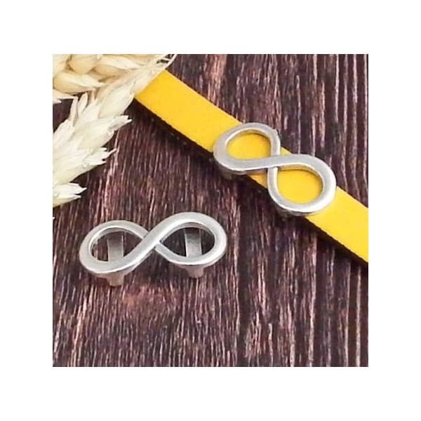 Passant infini argent cuir plat 10mm