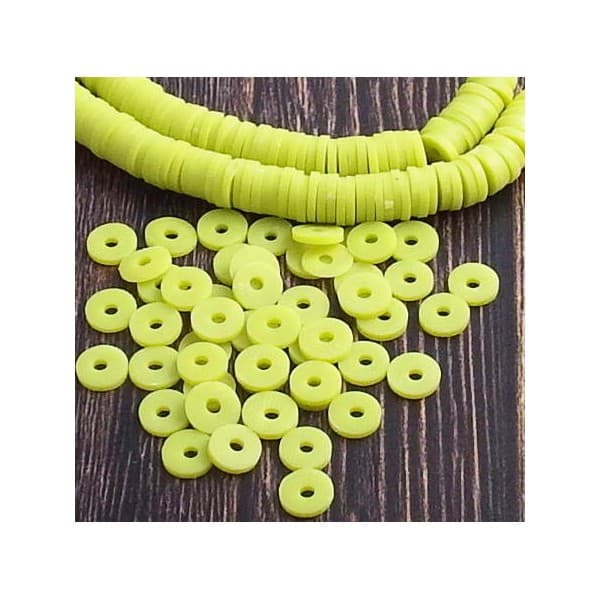 Perles Heishi 6mm vert pistache 10