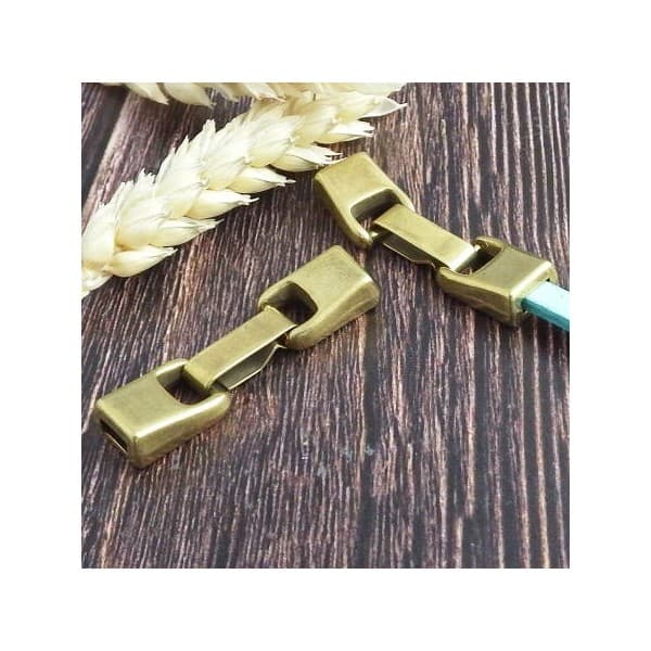 Fermoir clip zamak bronze pour cuir 5mm