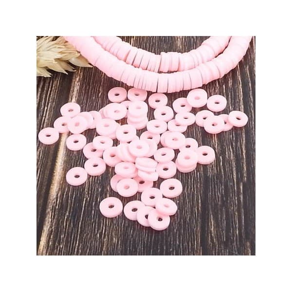 Perles Heishi 6mm rose pastel 27