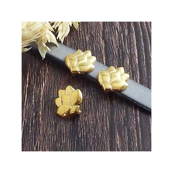 Passant cuir fleur de lotus or pour cuir 10mm
