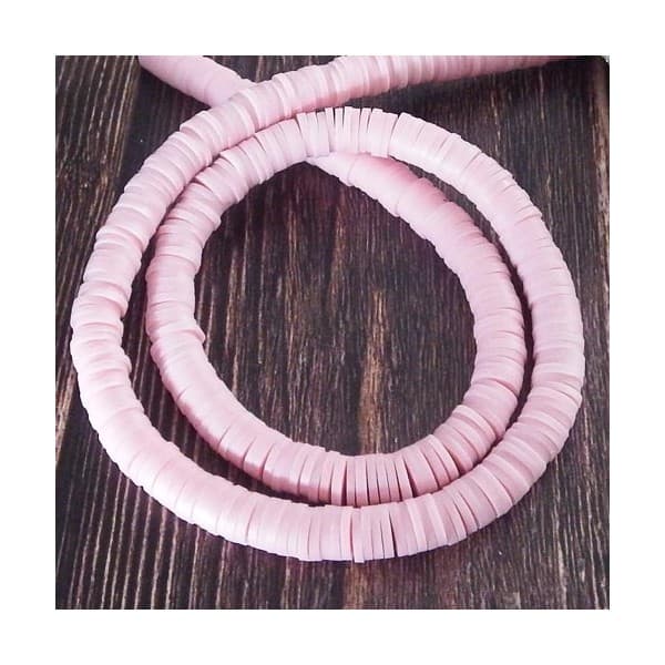 Perles Heishi 6mm rose poudre 26