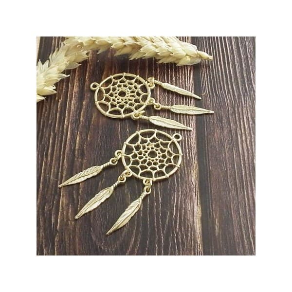 1 pendentif boheme dreamcatcher dore 60mm