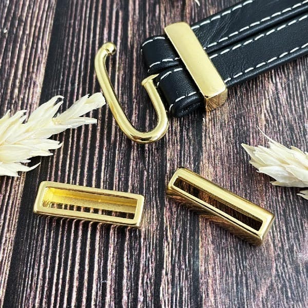 Fermoir 3 parties OR pour cuir 20mm
