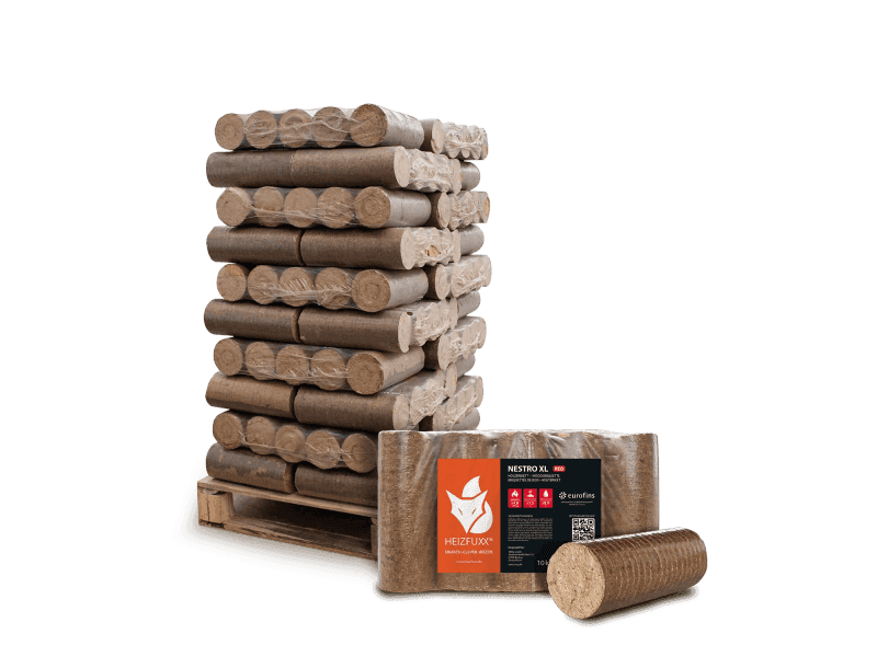Heizfuxx Nestro XL Red Holzbriketts Hartholz 10kg x 30 Gebinde 300kg Palette