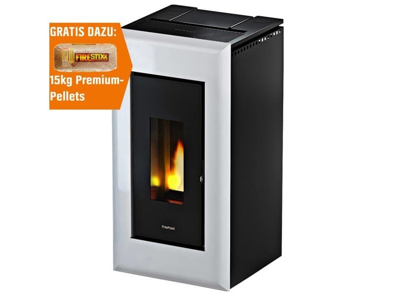 Freepoint Pelletofen Vega Stahl Weiß 10,5 kW mit Automatik