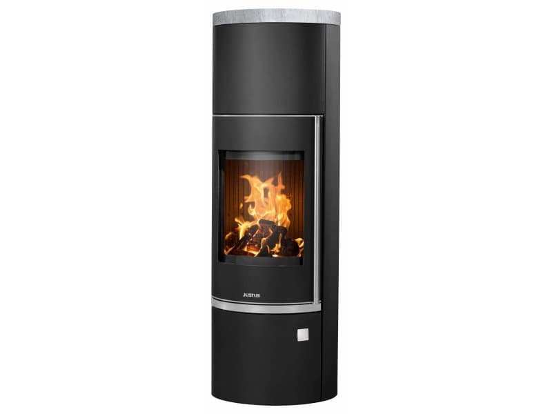 Justus Kaminofen Faro W+ 2.0 Stahl Schwarz mit Speckstein Grau 7 kW