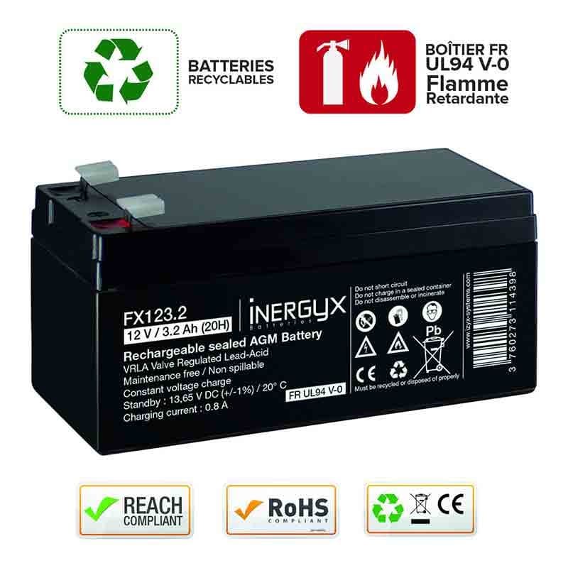 BATTERIE RECHARGEABLE VRLA 12V / 3.2 Ah - IZYX FX123.2